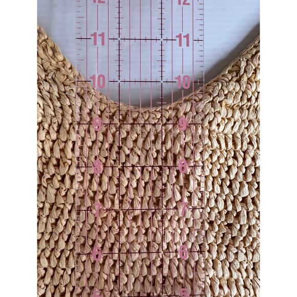 Boho Beach Bag Tote Straw Crochet Slouchy Summer Festival Farmer's Market Clean - Picture 10 of 11